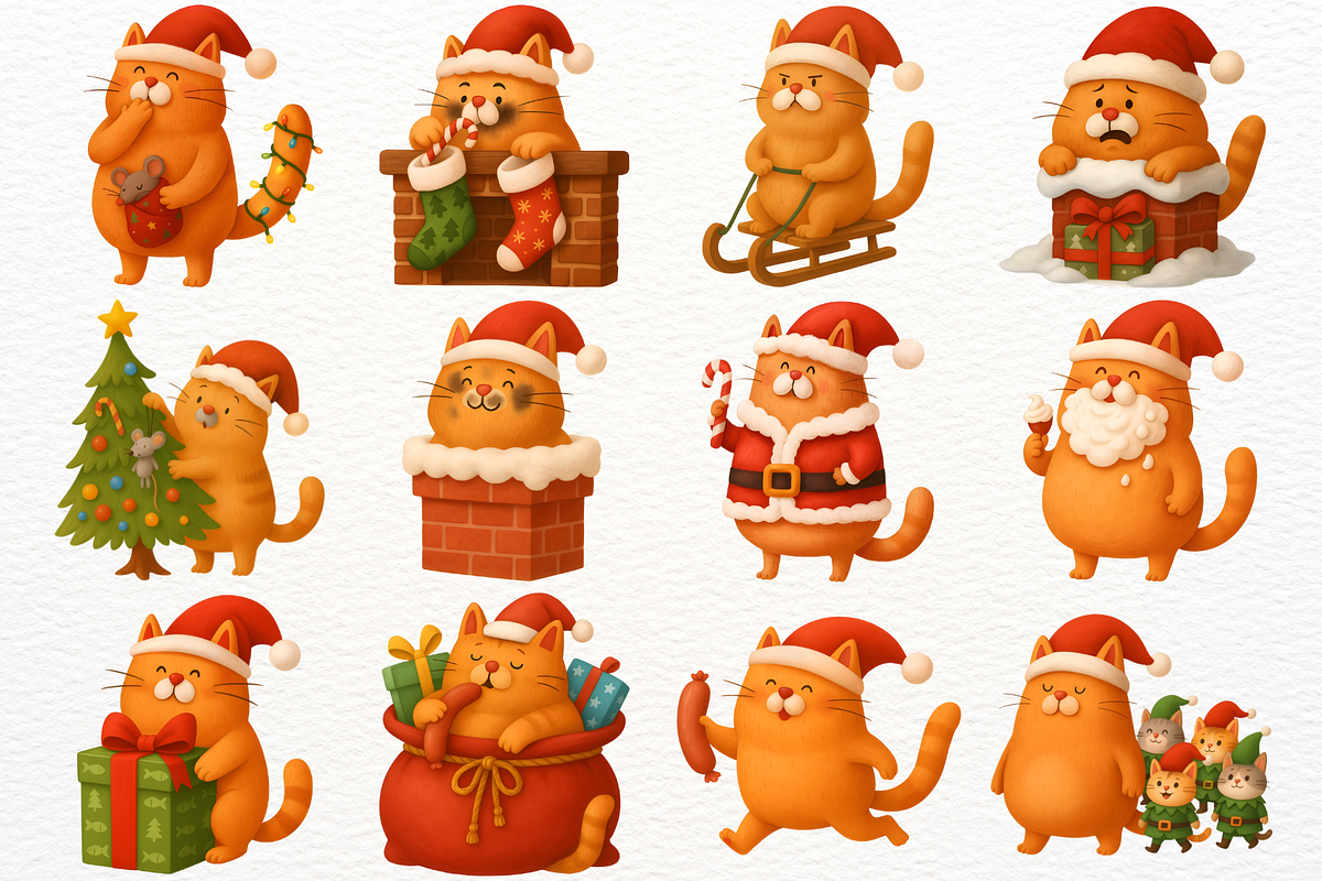 Christmas Santa Cat Clipart Kitten, an Animal Illustration by SugarCloudStudioArt (Photo 5 of 7)