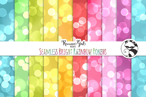 Seamless Bright Rainbow Bokehs preview 4