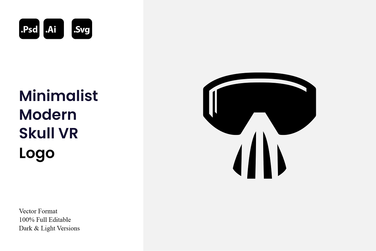 Minimalist Modern Skull VR Logo, a Branding & Logo Template by Luxury Logos (Photo 1 of 4)