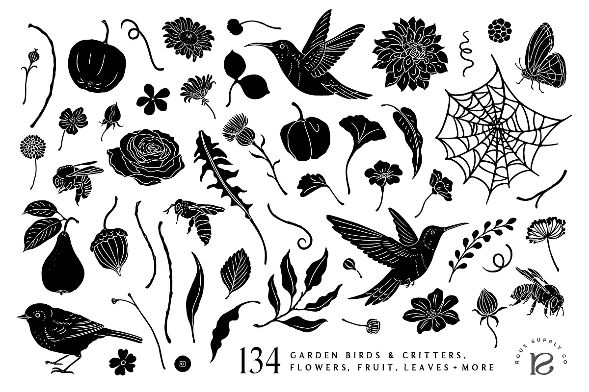 Shadow Garden Vector Collection, a Decorative Illustration by rouxsupplyco (Photo 13 of 17)