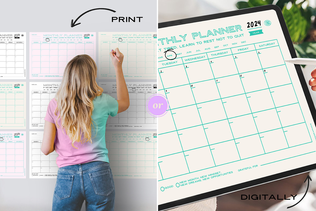 TIME MANAGEMENT_MONTHLY Planner Set, a Stationery Template by GoodNess Graphics (Photo 2 of 8)