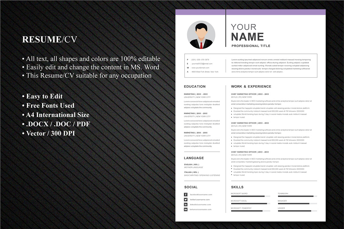 Executive Resume / CV Template, a Resume Template by Blue Digital ...