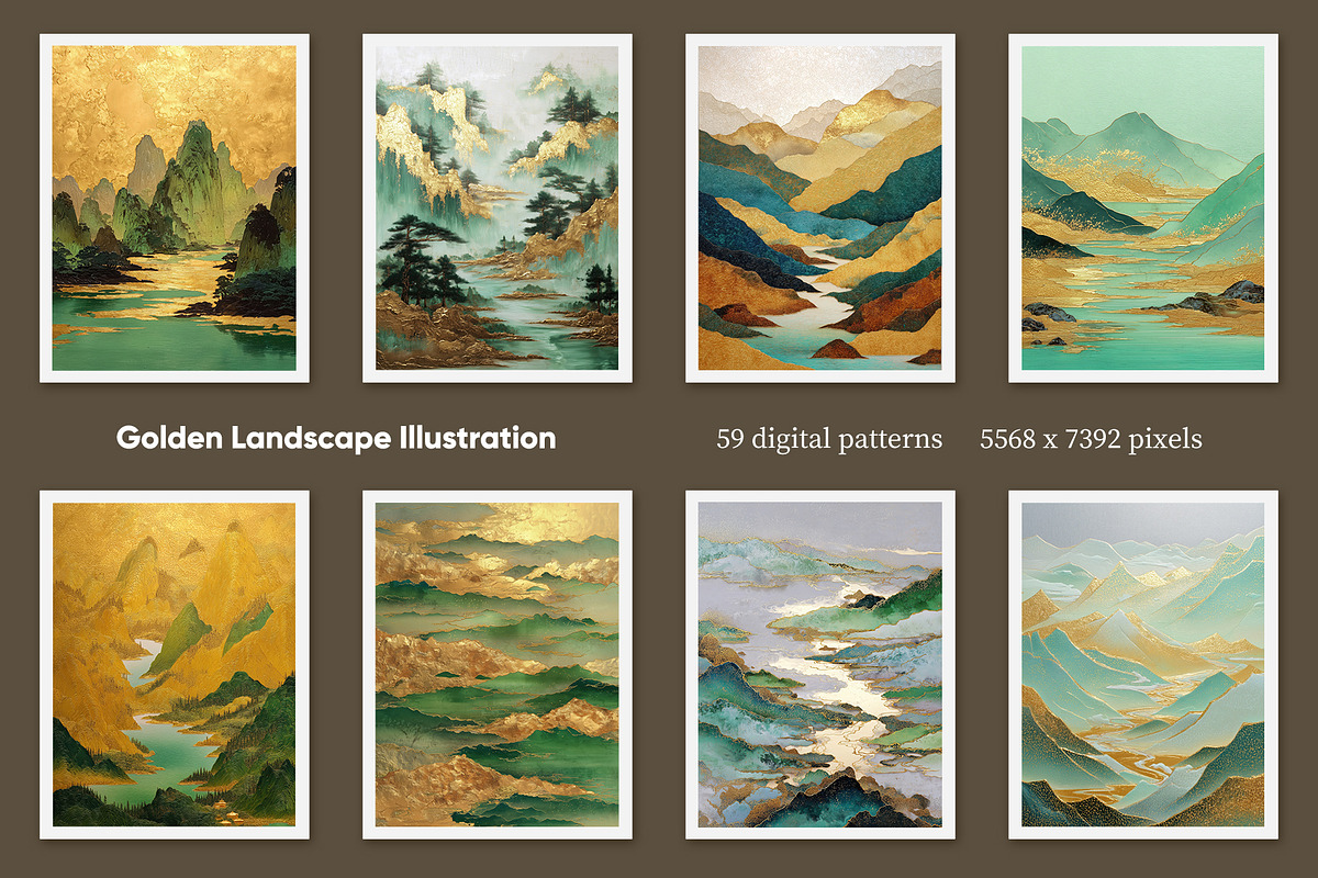 Golden Landscape Illustration, a Decorative Illustration by Housui Patterns (Photo 5 of 10)