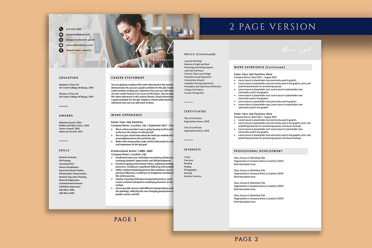 Clean Professional Resume Template, a Resume Template by VictoriousVita (Photo 3 of 8)