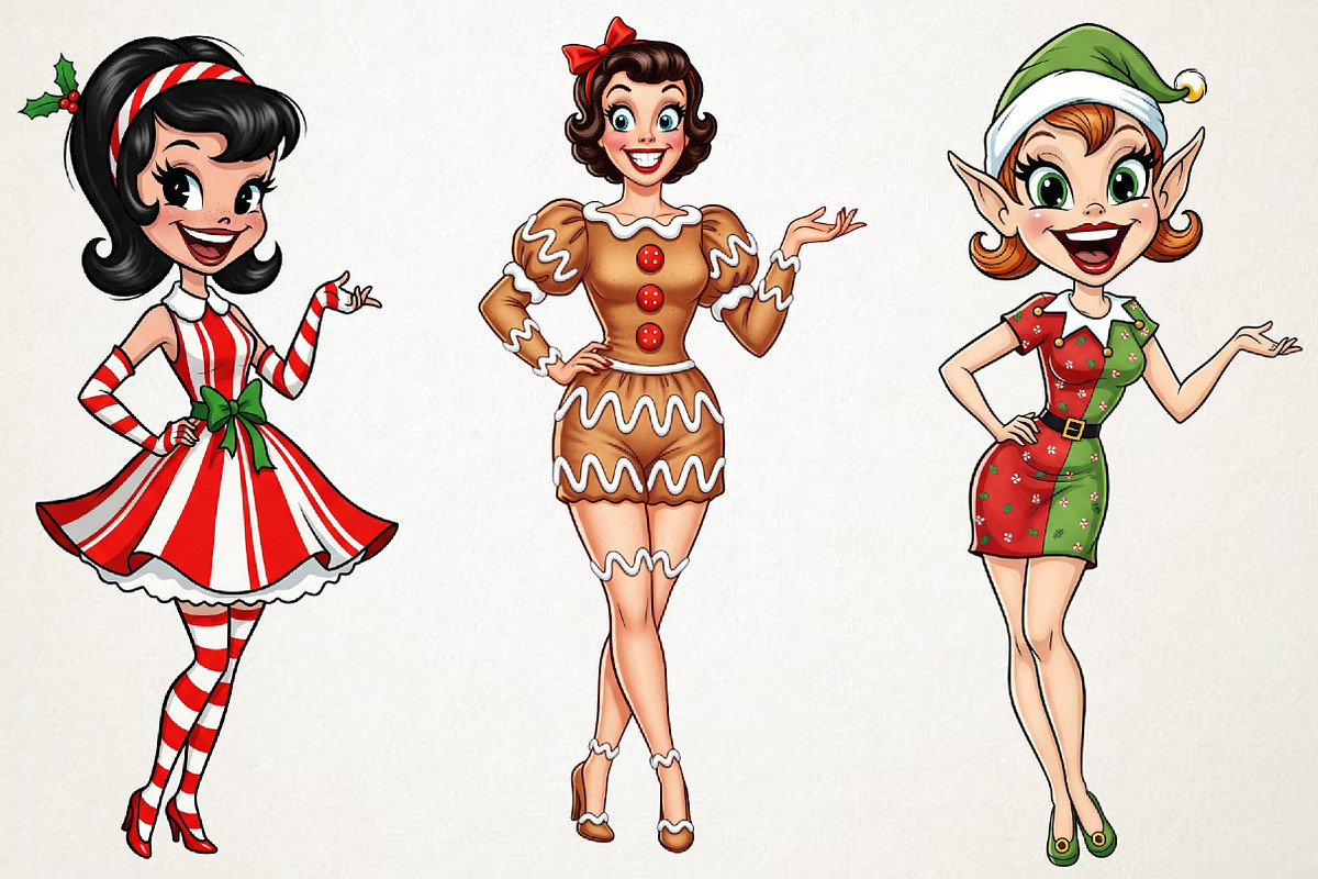 Christmas Funny Skinny Girl Clipart, an Illustration by RobertsArt (Photo 5 of 5)