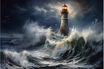 Frosty Lighthouse winter. Generate, a Nature Photo by Ylivdesign