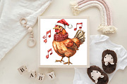 Funny Christmas Chicken Clipart, an Illustration by CraftArtStudio (Thumbnail 6 of 6)