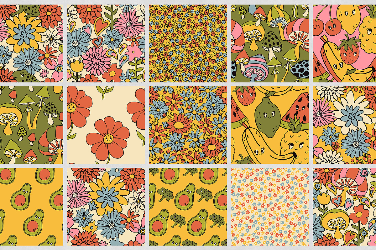 Goovy Banana. Fruit Retro Patterns, a Pattern Graphic by MeadowFox (Photo 7 of 8)