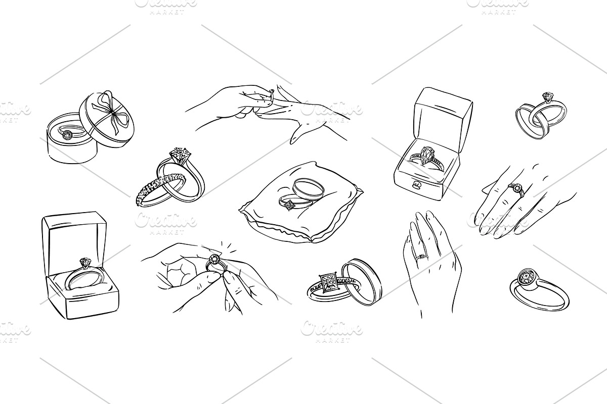Ring wedding proposal with, an Illustration by winwin.art