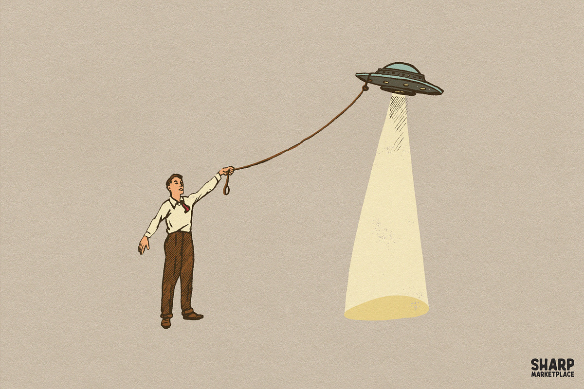 Vintage Cowboy Catching A Spaceship, an Object Graphic by SharpMarketplace (Photo 1 of 7)