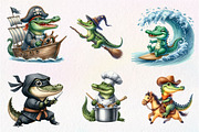 Cute Crocodile Clipart, an Illustration by CreationArt (Thumbnail 3 of 5)