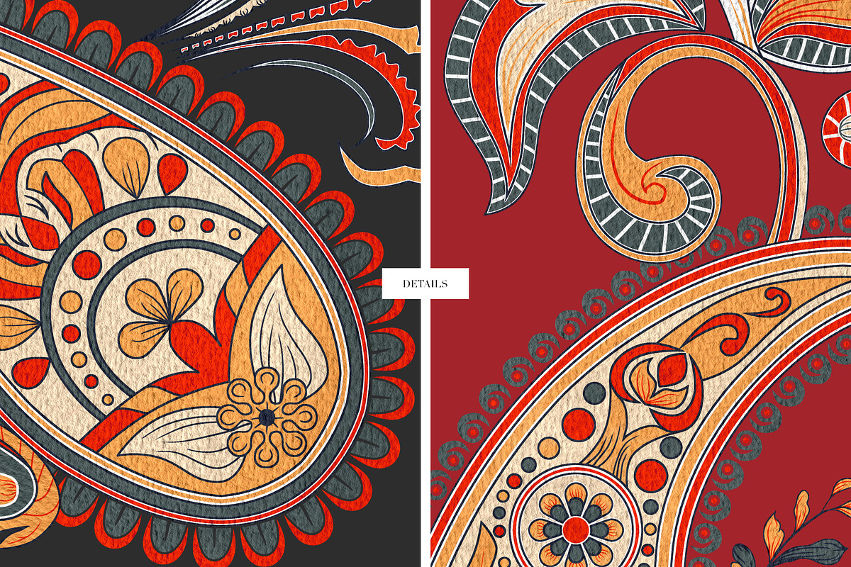 TAZLEEN Hand Drawn Paisley Prints, a Pattern Graphic by LEAFure (Photo 10 of 11)