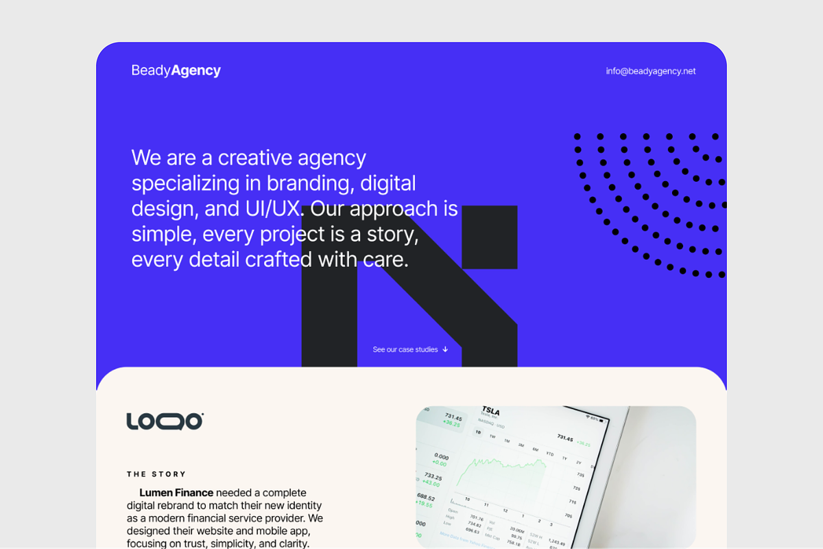 Design Agency Case Study Web Figma, a Landing Page Template by BeadyLab (Photo 2 of 5)
