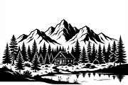 50 Forest Cabin Landscape Silhouette, an Empty State Illustration by Amazin_art (Thumbnail 27 of 38)