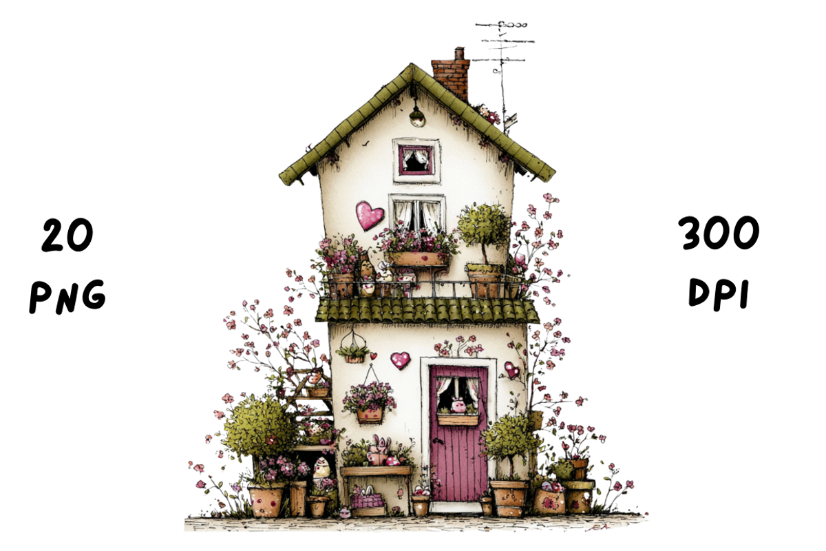 Whimsical Floral Spring House, a Seasonal Illustration by GiraffeCreative (Photo 4 of 20)
