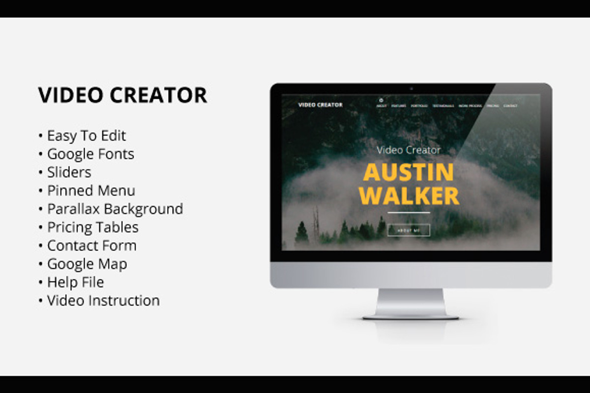 Video Creator - Adobe Muse Template, a Landing Page Template by Vladimir Chernyshov (Photo 1 of 5)