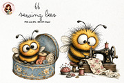Whimsical Sewing Bees Clipart, a Decorative Illustration by Nicolle's Colorful Art (Thumbnail 1 of 6)