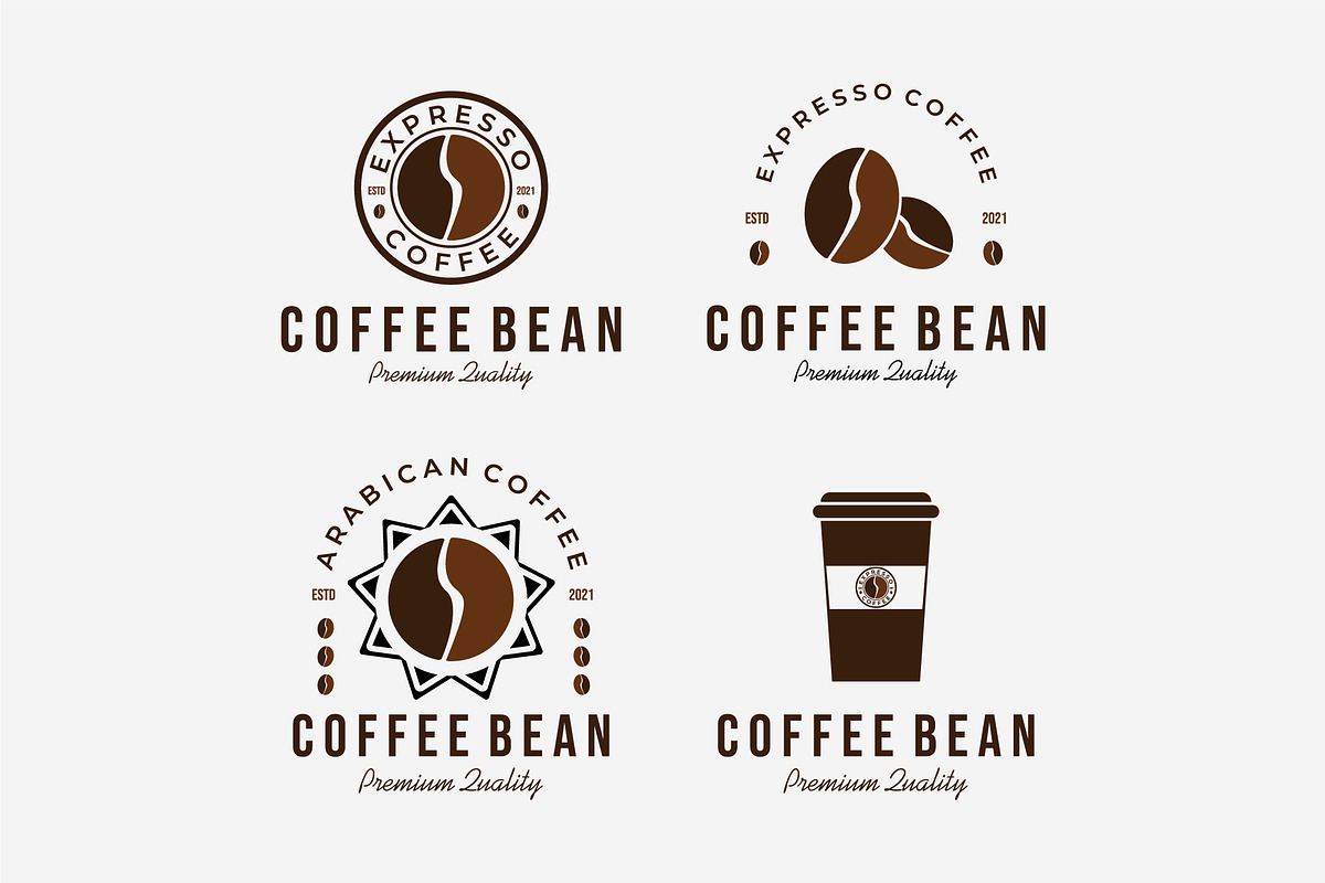 Set Bundle Coffee Bean Logo Vintage