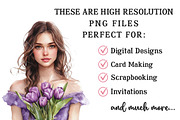 Purple Tulips Spring Girl Clipart, an Illustration by OK Design (Thumbnail 4 of 6)