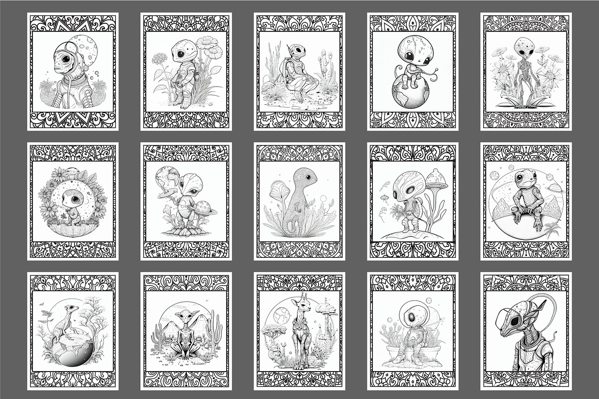 57 Alien & Space Coloring Pages, an Object Illustration by Blue Digital Studio (Photo 3 of 4)