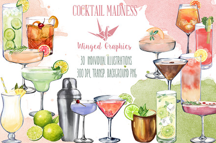 Cocktail madness watercolors
