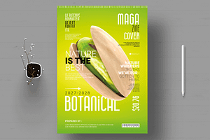 Botanical Cover Magazine Template, a Magazine Template by MightyDesign