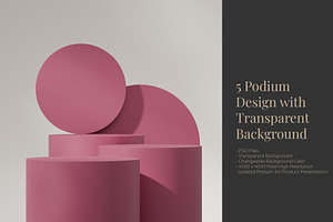 5 Podium with Transparent Background