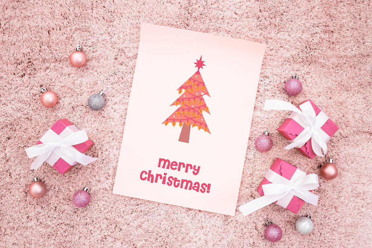 Pink Christmas Tree Set, a Seasonal Illustration by JulyGart (Photo 3 of 6)