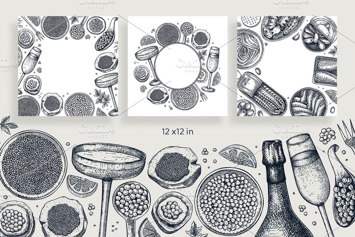 Tinned Fish & Seafood Vector Set, a Food Illustration by Yevheniia (Photo 6 of 14)