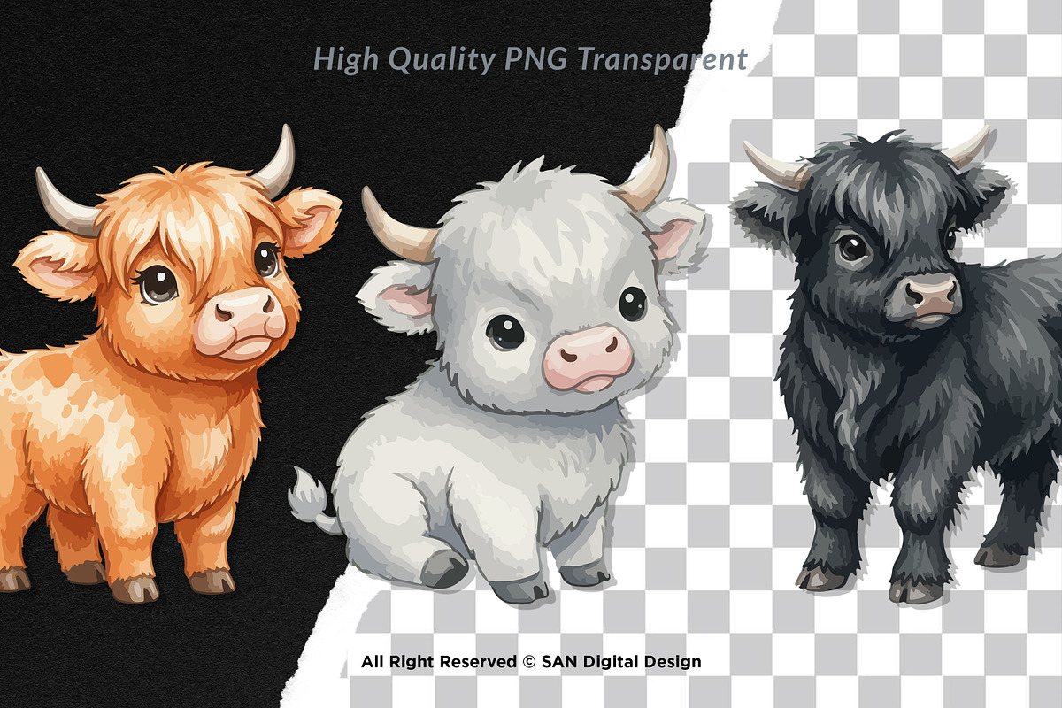 15 Bundle Watercolor Highland Bufalo, an Animal Illustration by Morspective (Photo 2 of 8)