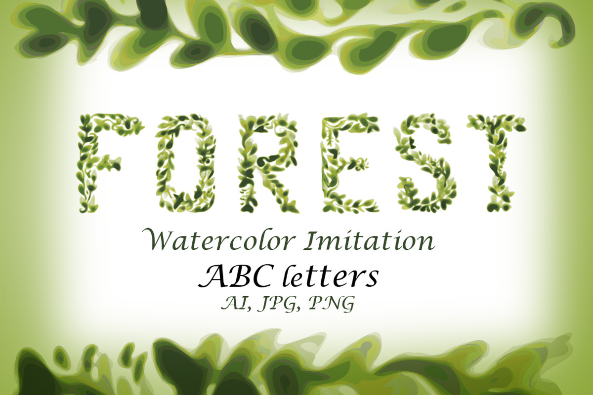 Foliage Watercolor Vector Font, an Illustration by KsanasK.Art (Photo 1 of 2)