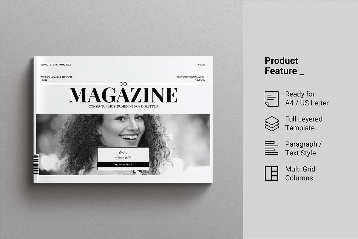 Minimal Magazine Template Landscape preview 6