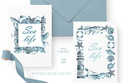 Sea life watercolor set. Nautical., an Illustration by SabinaWatercolorArt (Thumbnail 10 of 13)