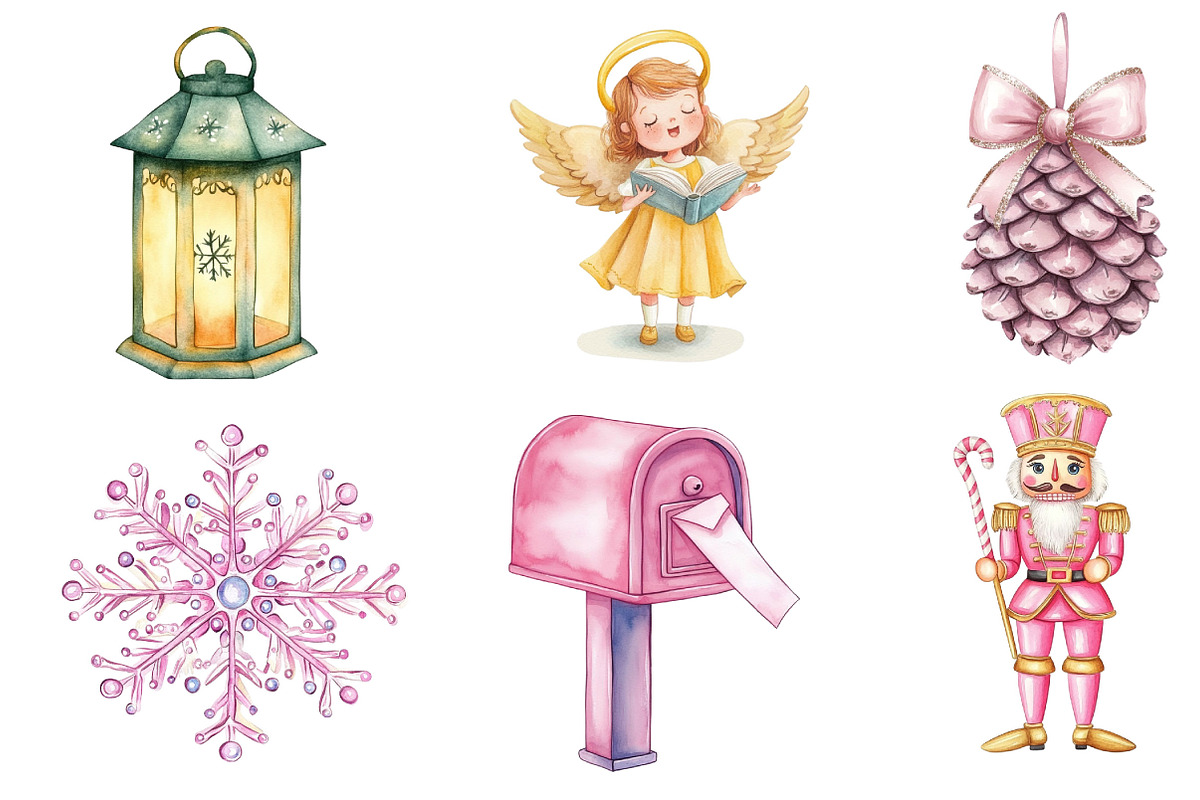 Pastel Christmas Sublimation Clipart, an Illustration by Dream Creation (Photo 6 of 6)