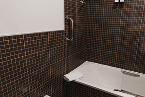 Contemporary tiled bathroom view, an Architecture Photo by SkyNext