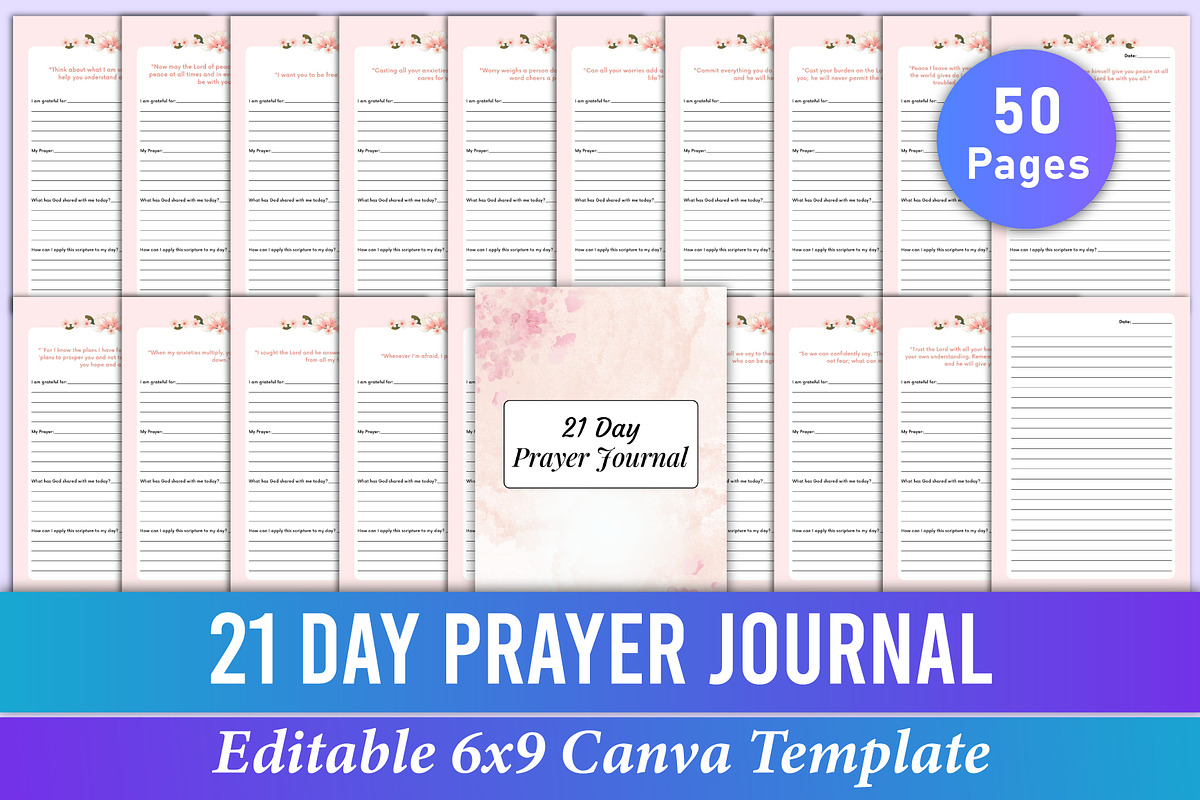 Editable 21-Day Prayer Journal Canva, a Stationery Template by Mustafiz (Photo 1 of 3)
