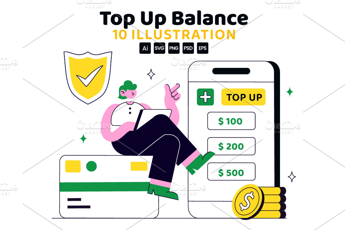 10 Top Up Balance Illustration, a Finance Illustration by denayunebgt (Photo 1 of 4)