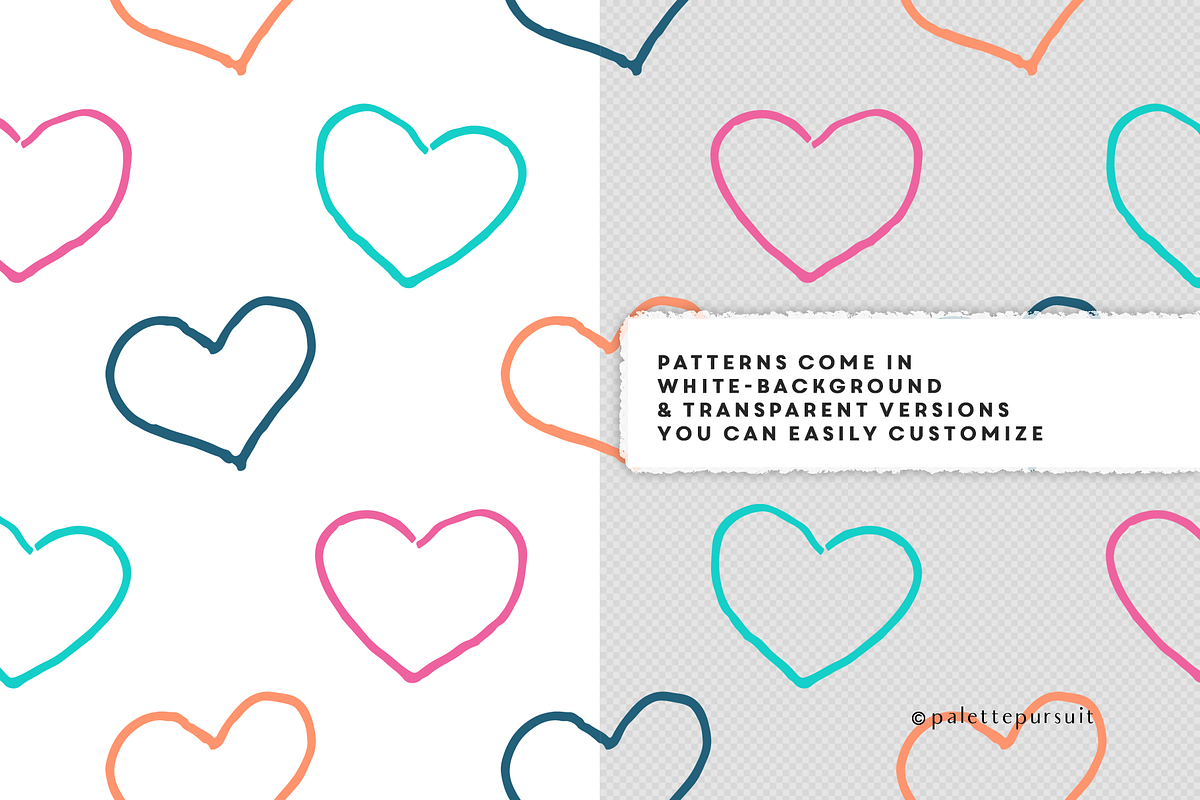 Candy hearts vector pattern set, SVG, a Pattern Graphic by Palette Pursuit (Photo 7 of 9)