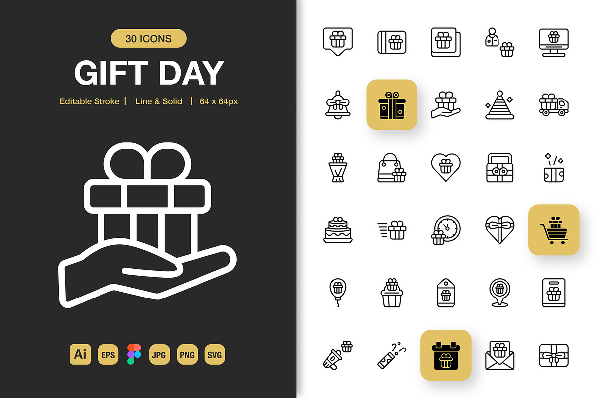 Gift Day Icons, an Icon by Spacepixel Creative (Photo 1 of 3)