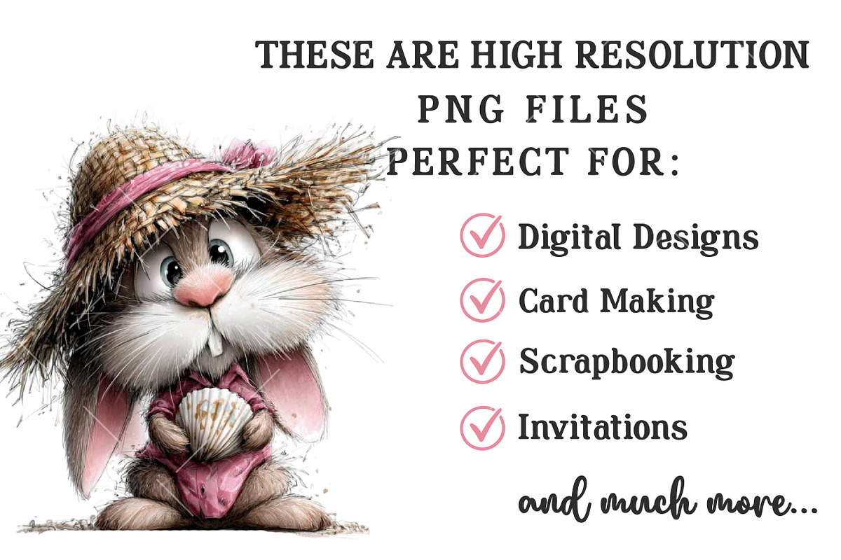 Whimsical Summer Beach Bunny Clipart, an Illustration by OK Design (Photo 5 of 6)