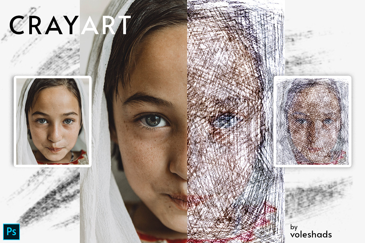Crayart Photoshop Action, an Action Add-On by Voleshads (Photo 1 of 7)