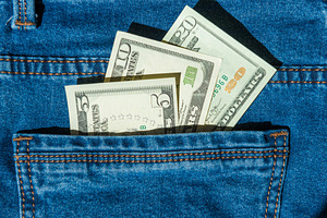 Money in blue jeans pocket, a Business Photo by Vapi