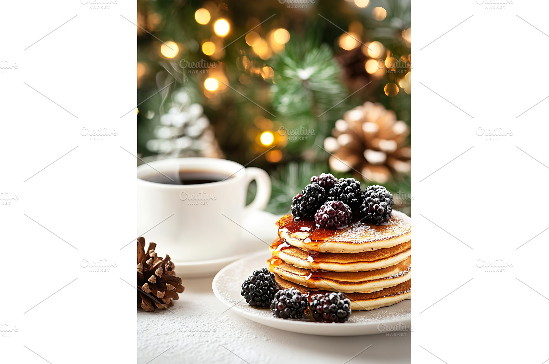 Festive pancakes with blackberries, a Holiday Photo by Lermont51