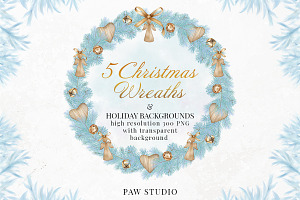 Christmas Wreath Clipart Winter Card