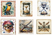 Nautical Pirates Postage Clipart, an Illustration by OK Design (Thumbnail 2 of 5)