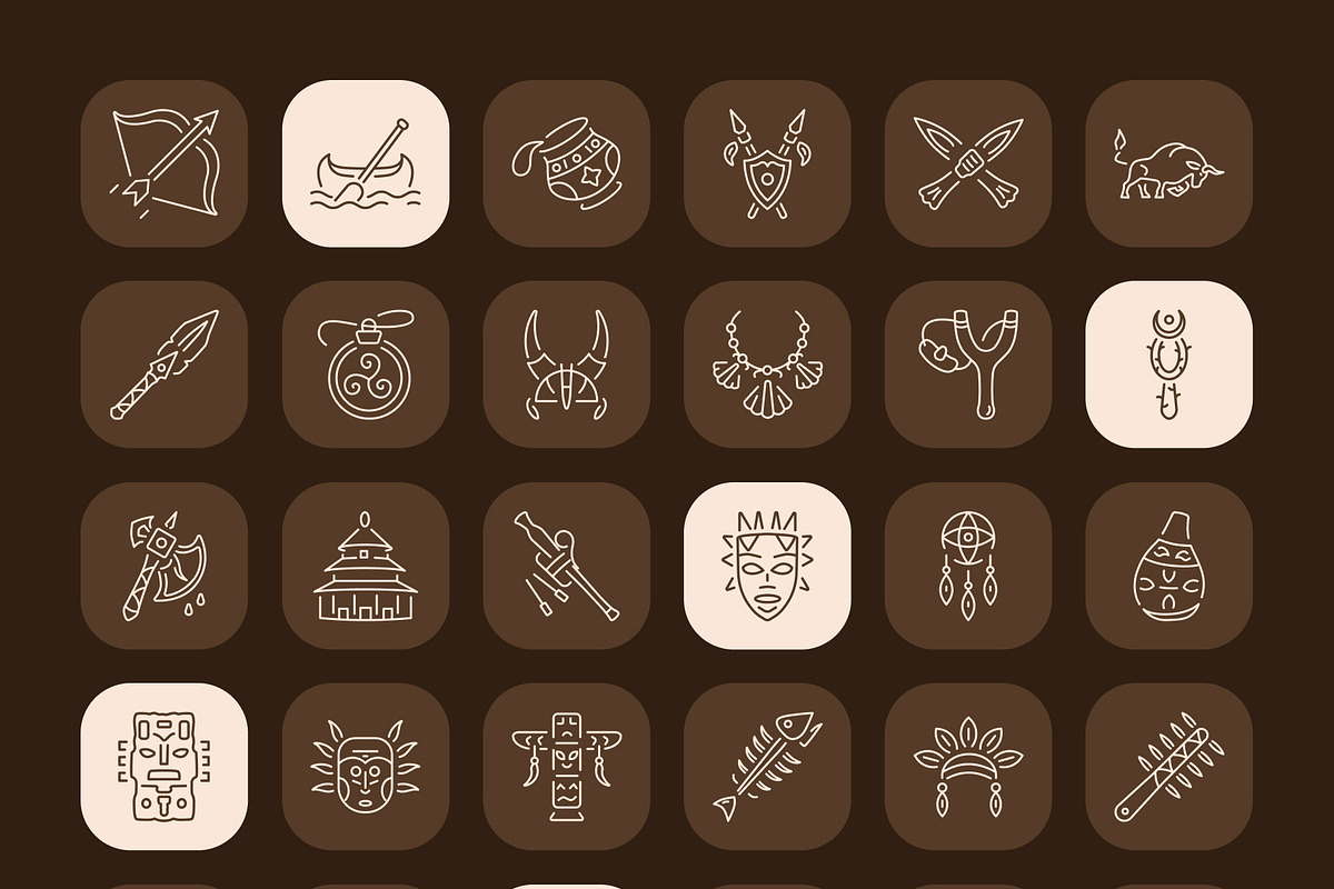 Tribal Art Icon Set, an Outline Icon by Prosymbols (Photo 7 of 7)