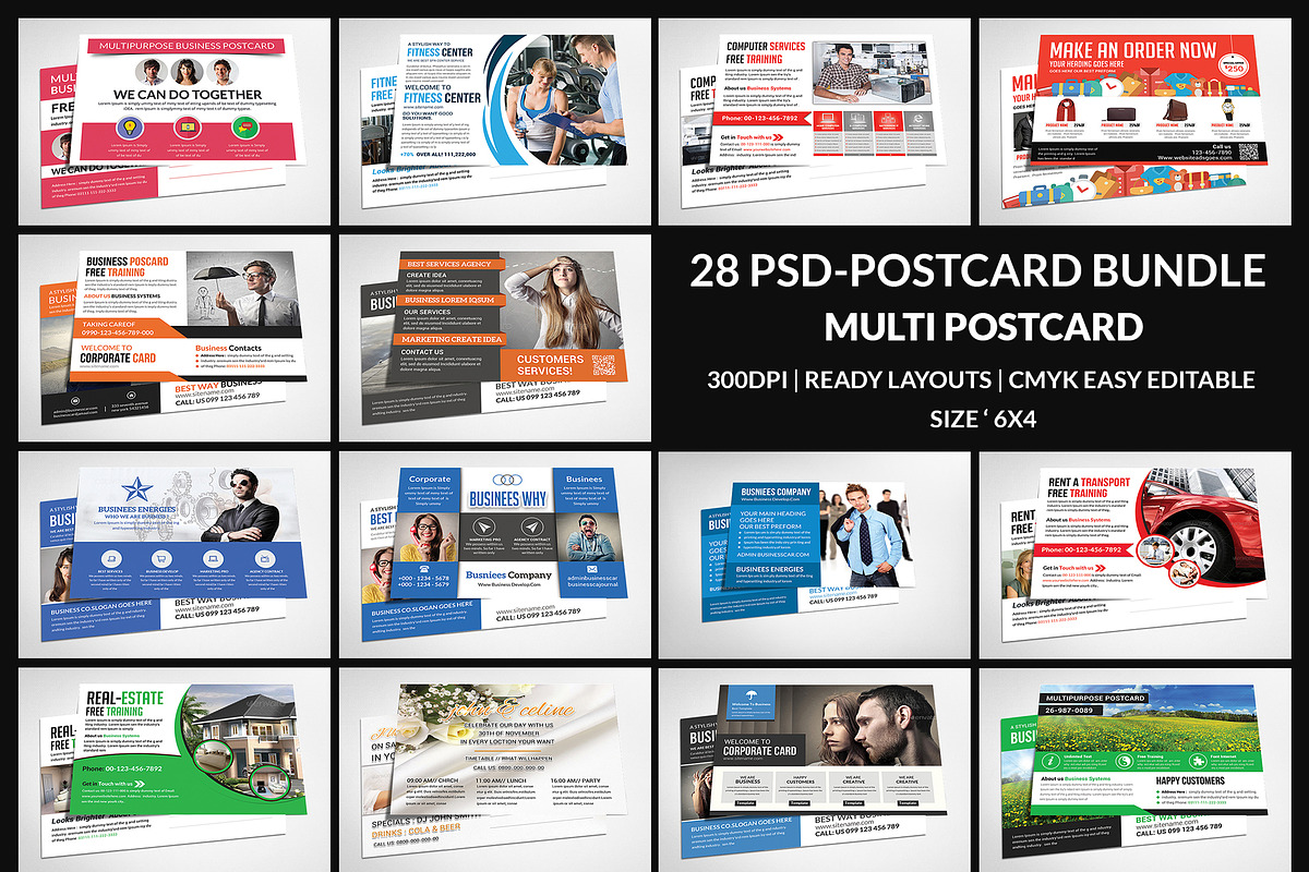 Postcard Bundle 28 Psd, a Card Template by AfzaalGraphics