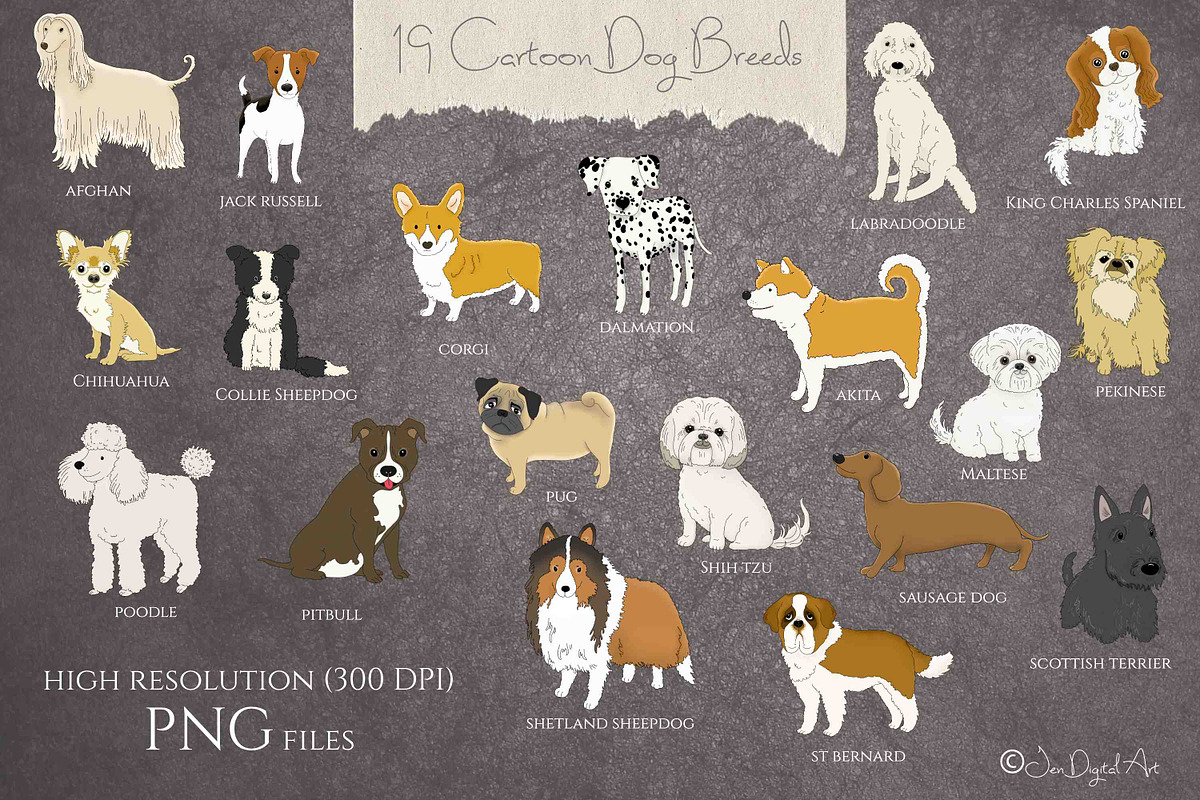 Cartoon Dogs Clip Art Collection, an Illustration by Jen Digital Art (Photo 2 of 3)