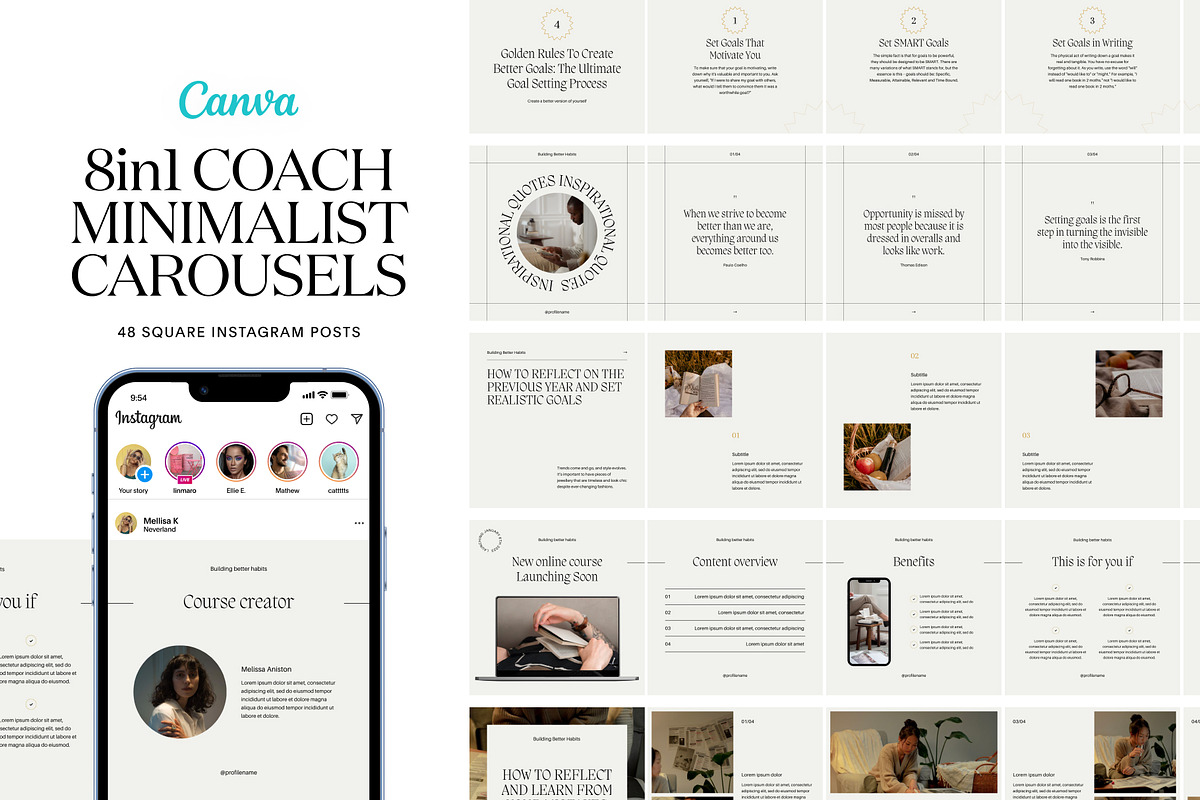 8 Business Coach Instagram Carousel, a Social Media Template by Studio K (Photo 1 of 8)