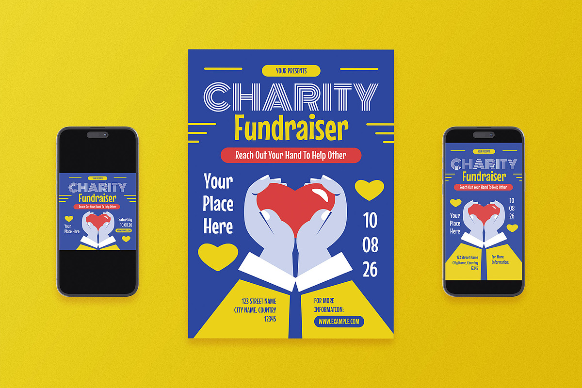Blue Flat Charity Fundraiser Flyer, a Flyer Template by Aiyari Graphic (Photo 1 of 3)